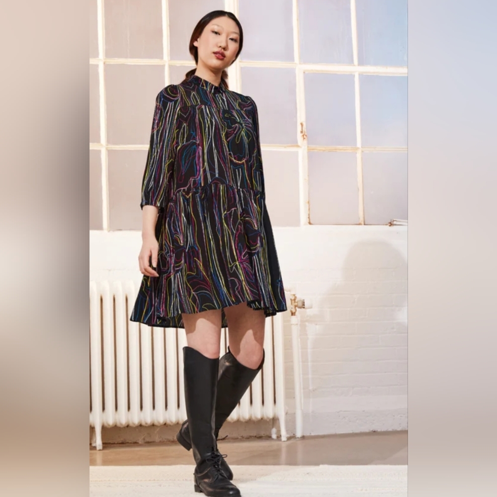 Dagg & Stacey "Neon Lights" Fletcher Dress Babydoll Mini Made In Canada -8-